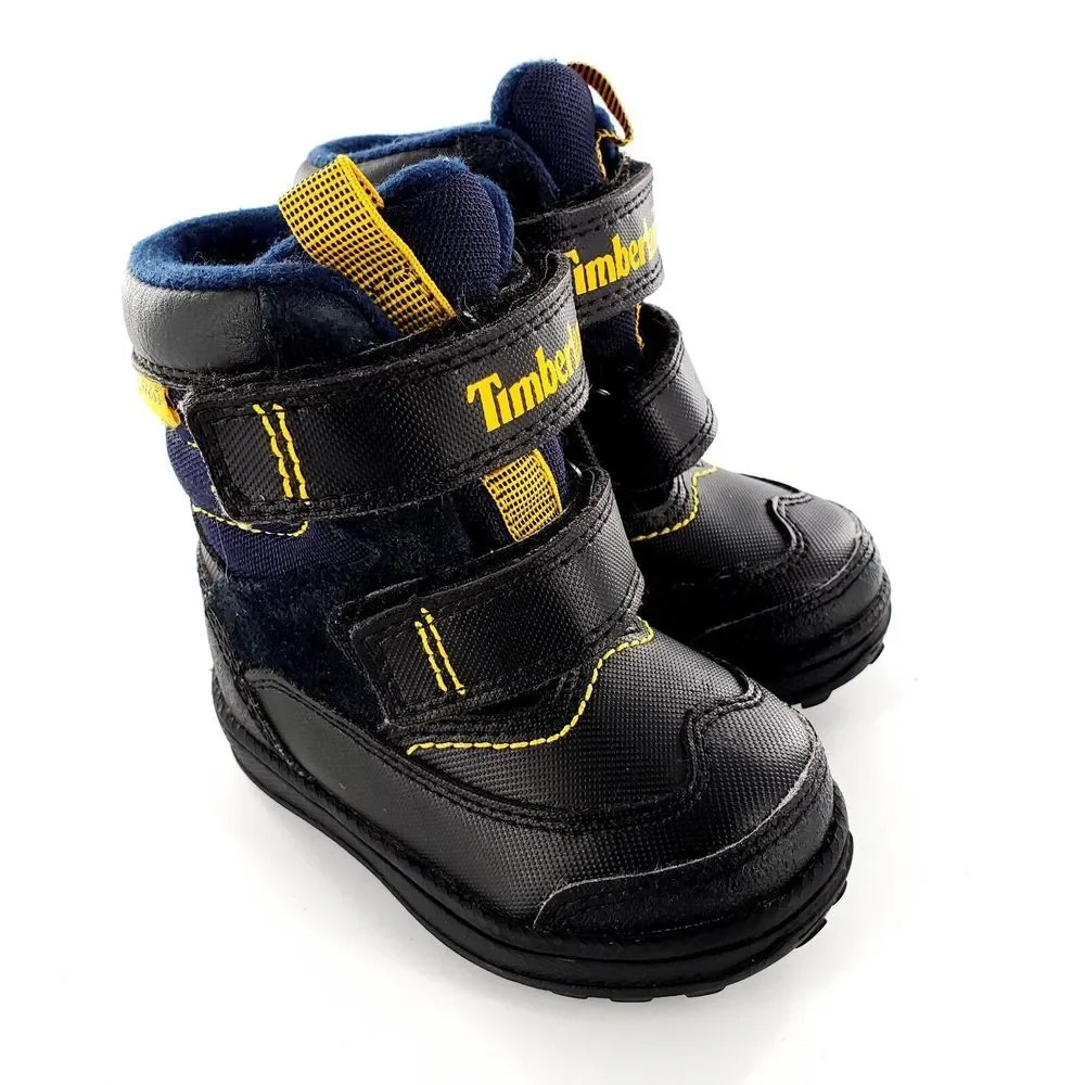 Timberland Polar Cave Waterproof Snow Boots Toddler 4 Black/Navy/Yellow